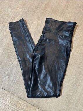 SPANX Black Faux Leather-Look Men's Joggers